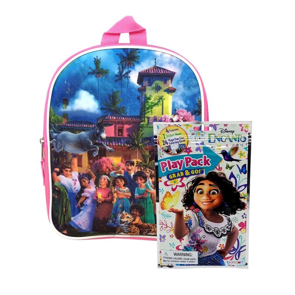 New Encanto 11" Backpack Disney Madrigal w/ Play Pack Crayons Stickers Set